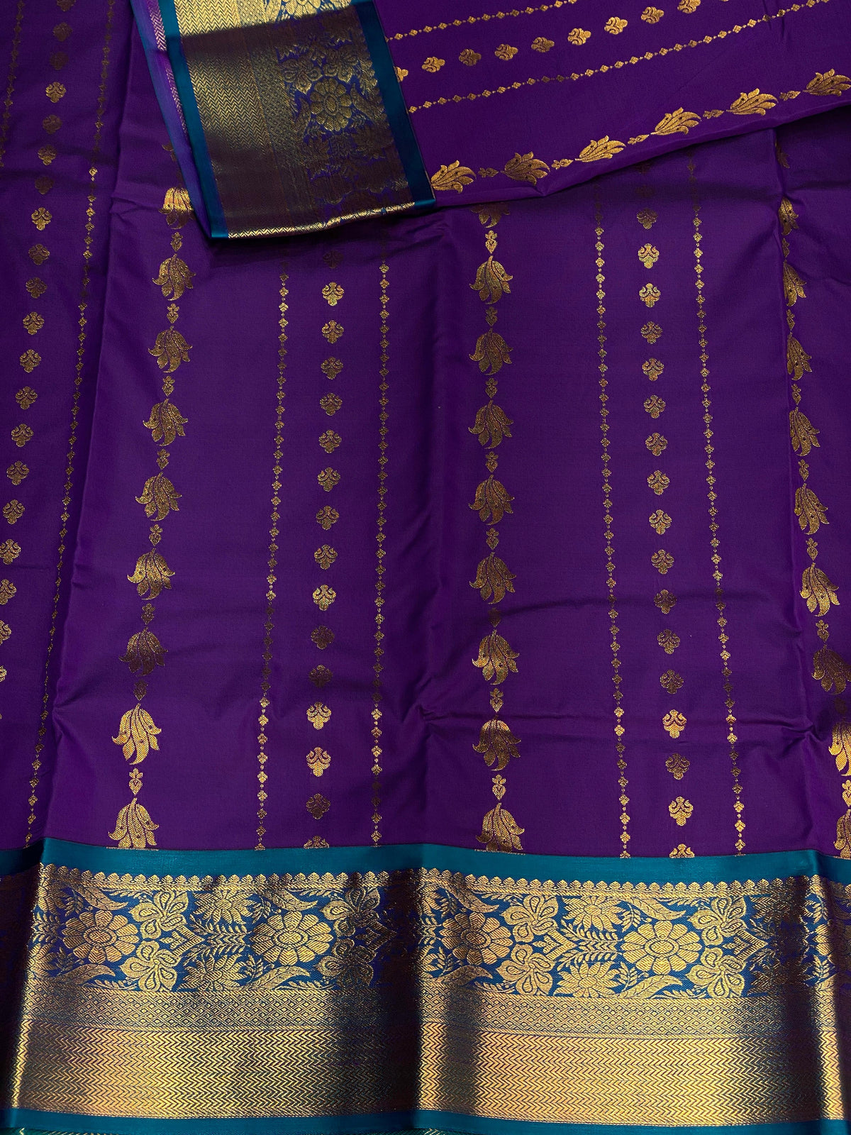 Dark blue and blue silk saree- PSSC8C