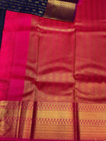 Navy blue and magenta silk saree- PSSC8D