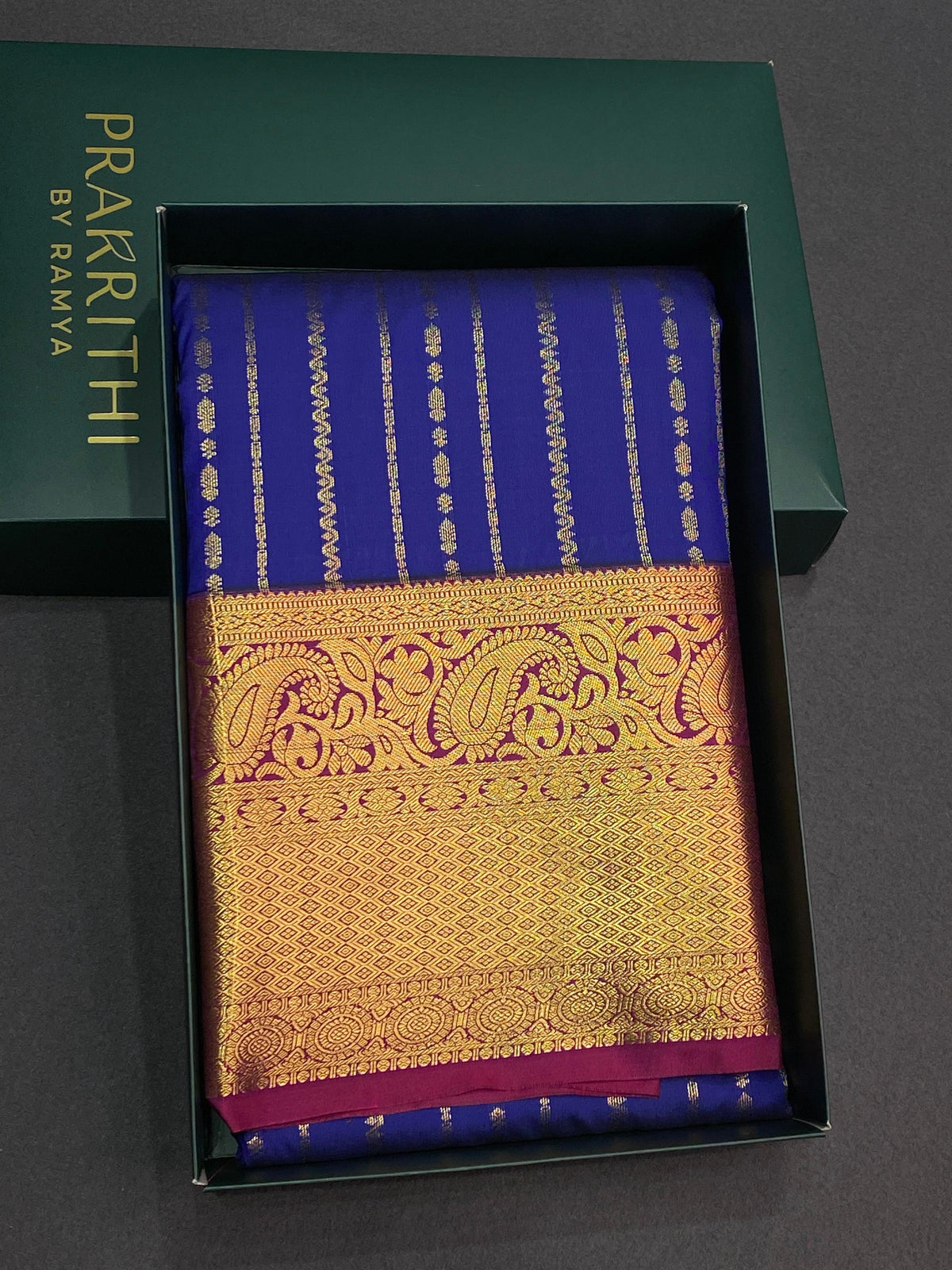 Royal blue and magenta silk saree- PSSC8E