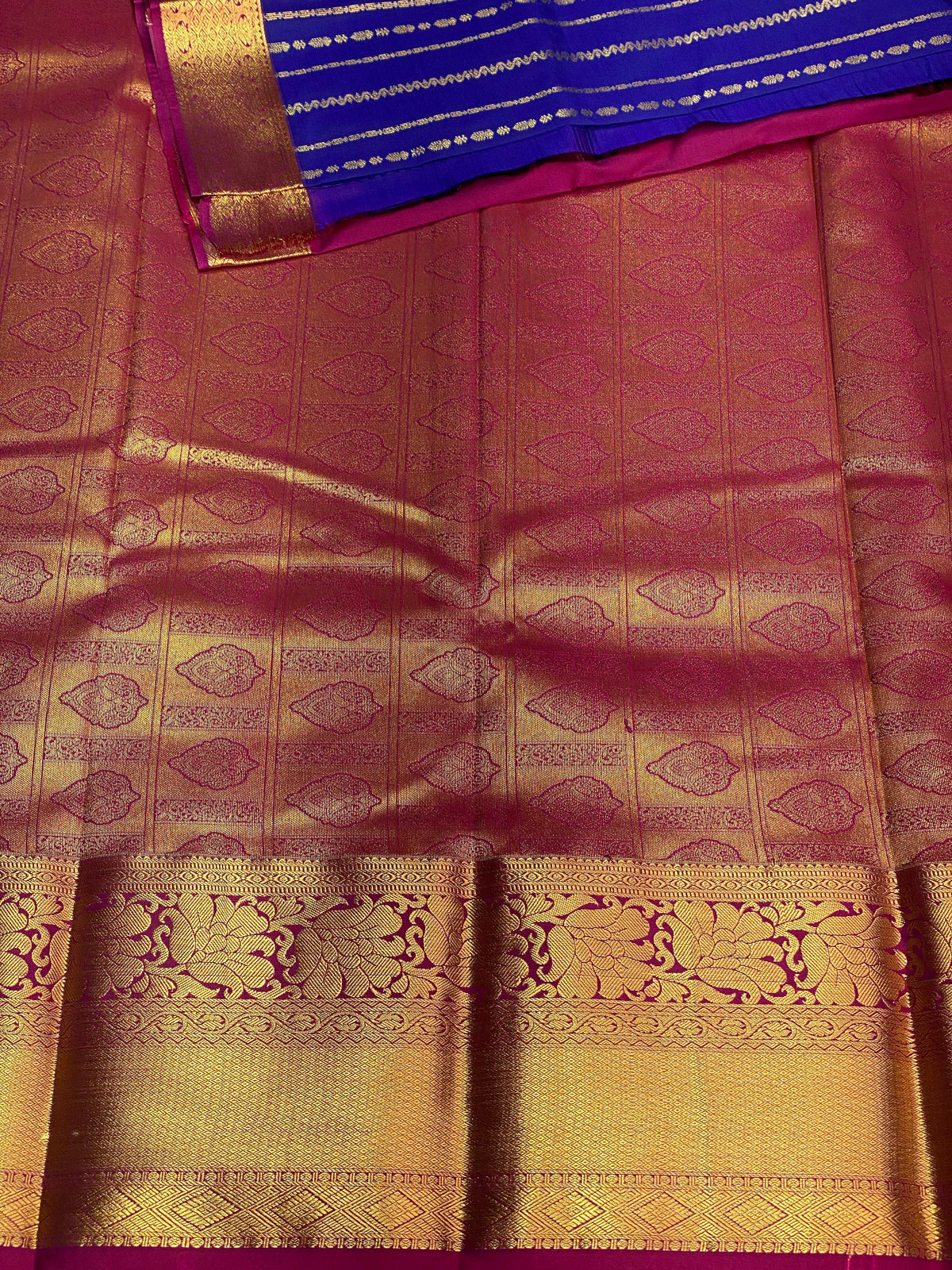 Royal blue and magenta silk saree- PSSC8E