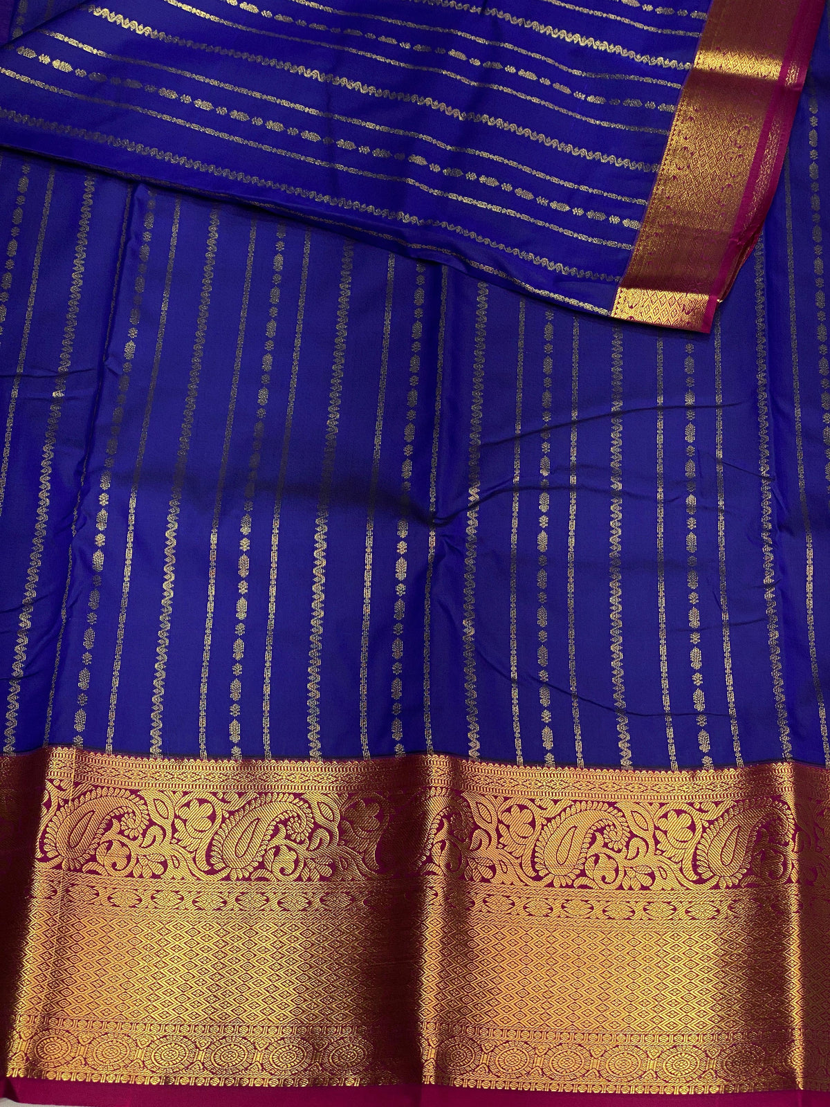 Royal blue and magenta silk saree- PSSC8E