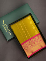 Olive green and magenta silk saree- PSSC8F