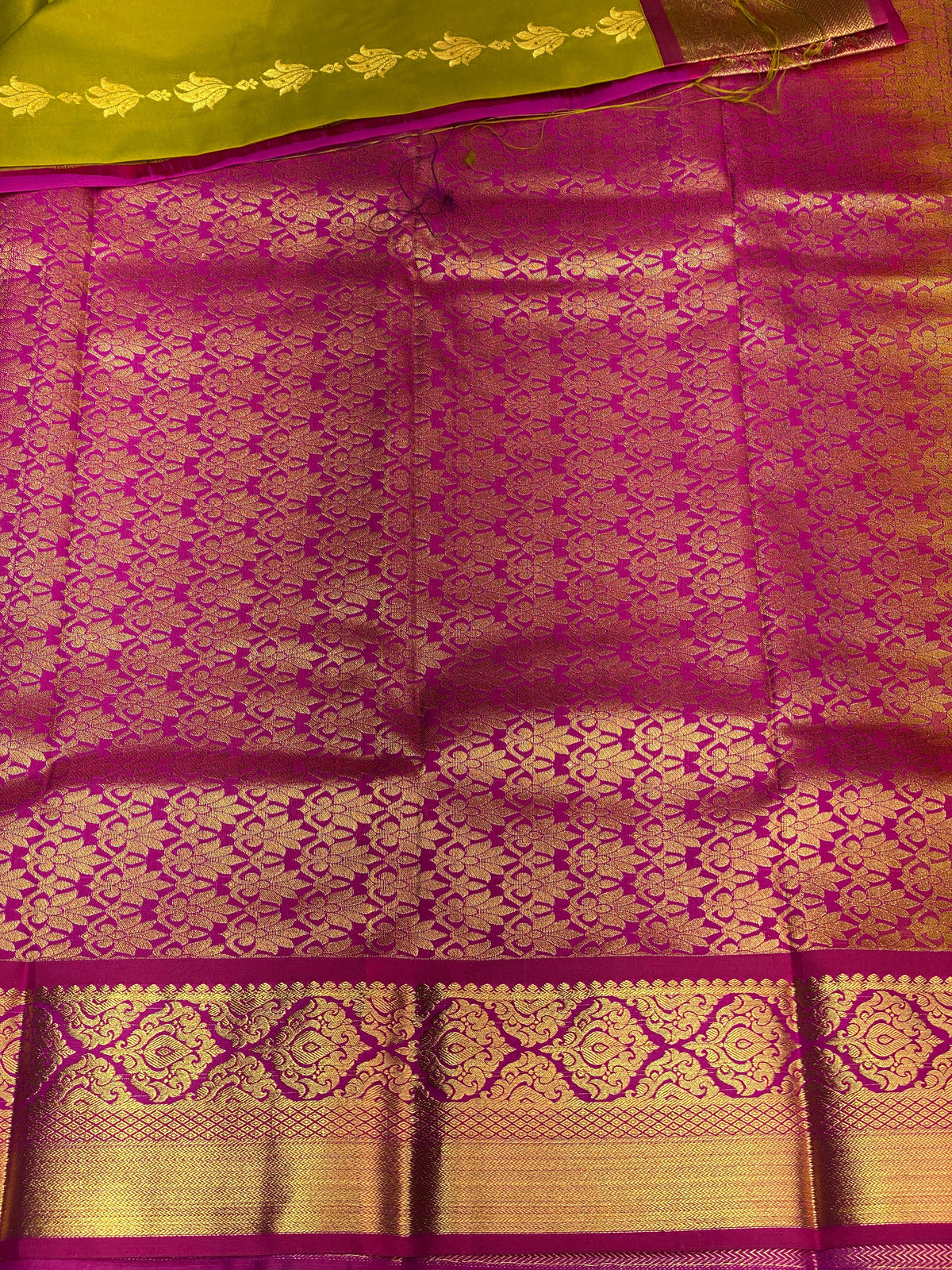 Olive green and magenta silk saree- PSSC8F