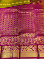 Olive green and magenta silk saree- PSSC8F