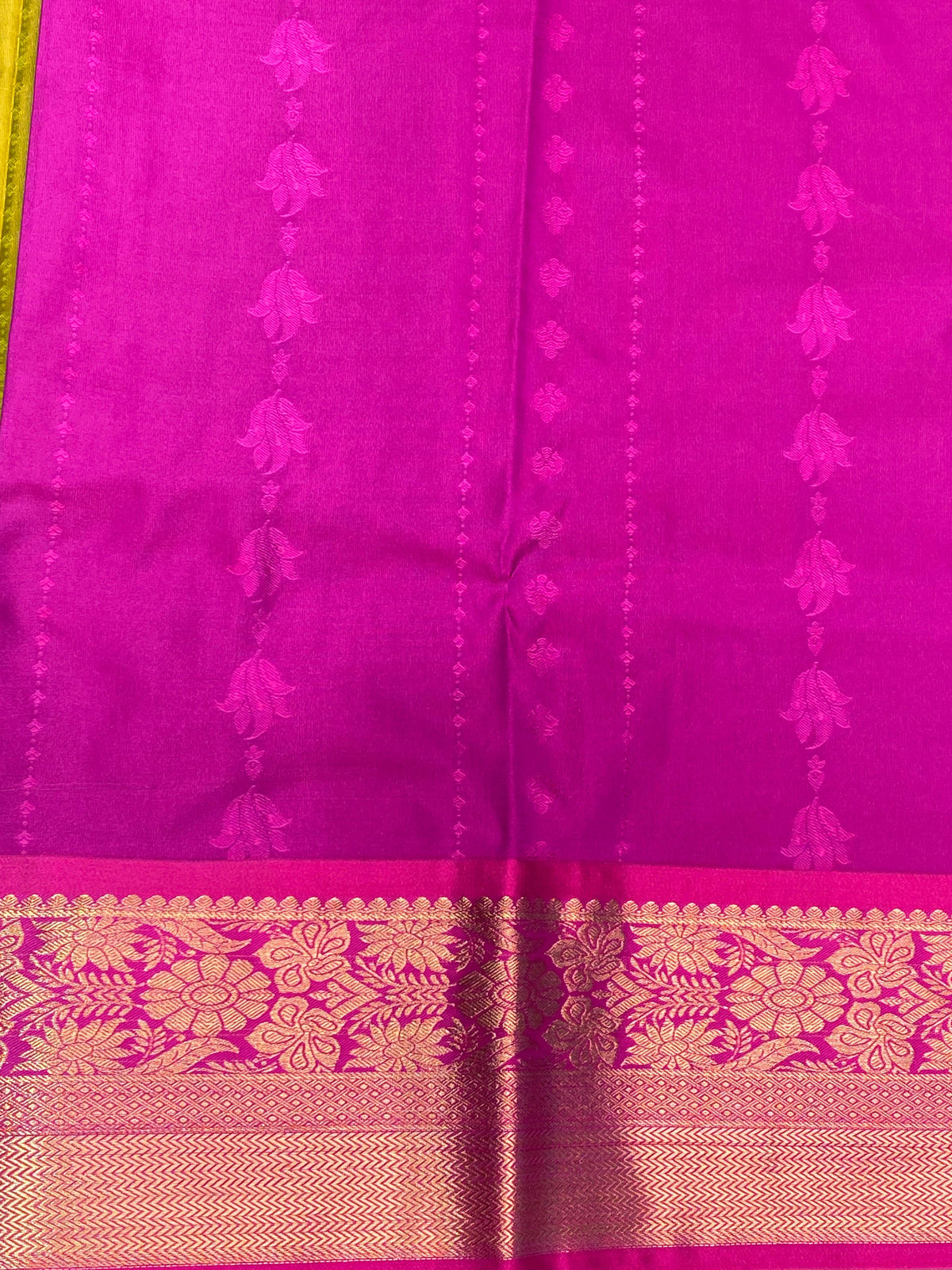 Olive green and magenta silk saree- PSSC8F