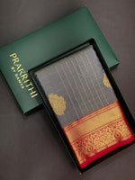 Grey and magenta silk saree- PSSD1