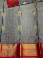Grey and magenta silk saree- PSSD1