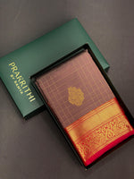 Mauve and red silk saree- PSSD3