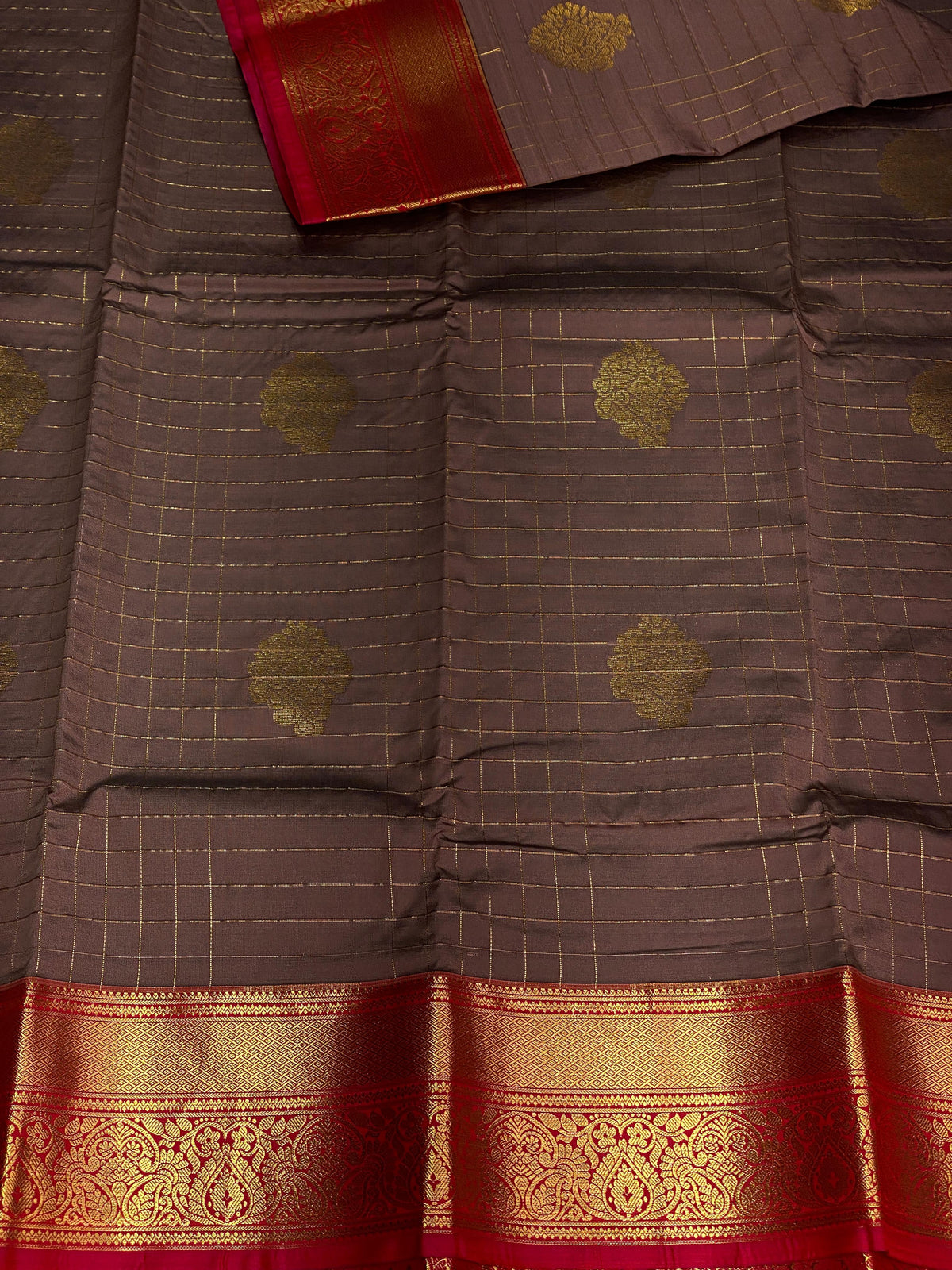 Mauve and red silk saree- PSSD3