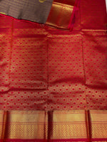 Mauve and red silk saree- PSSD3