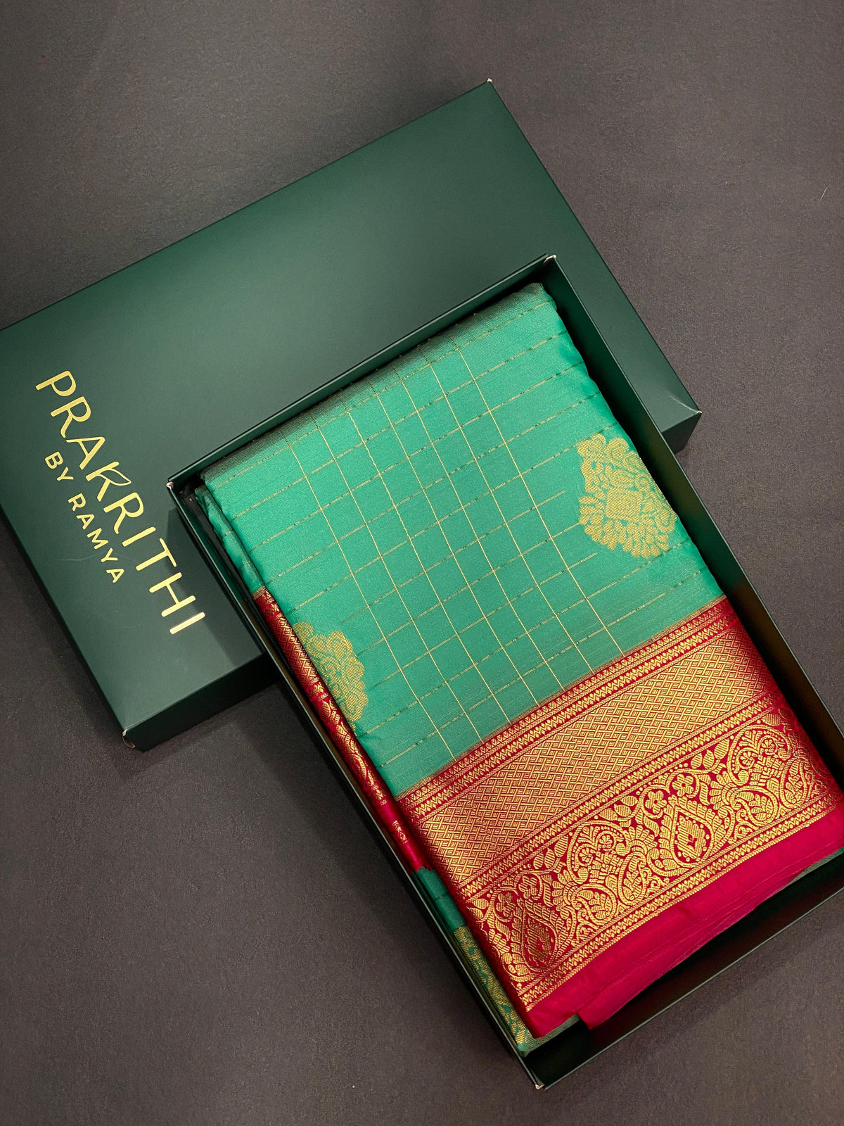 green and magenta silk saree- PSSD5
