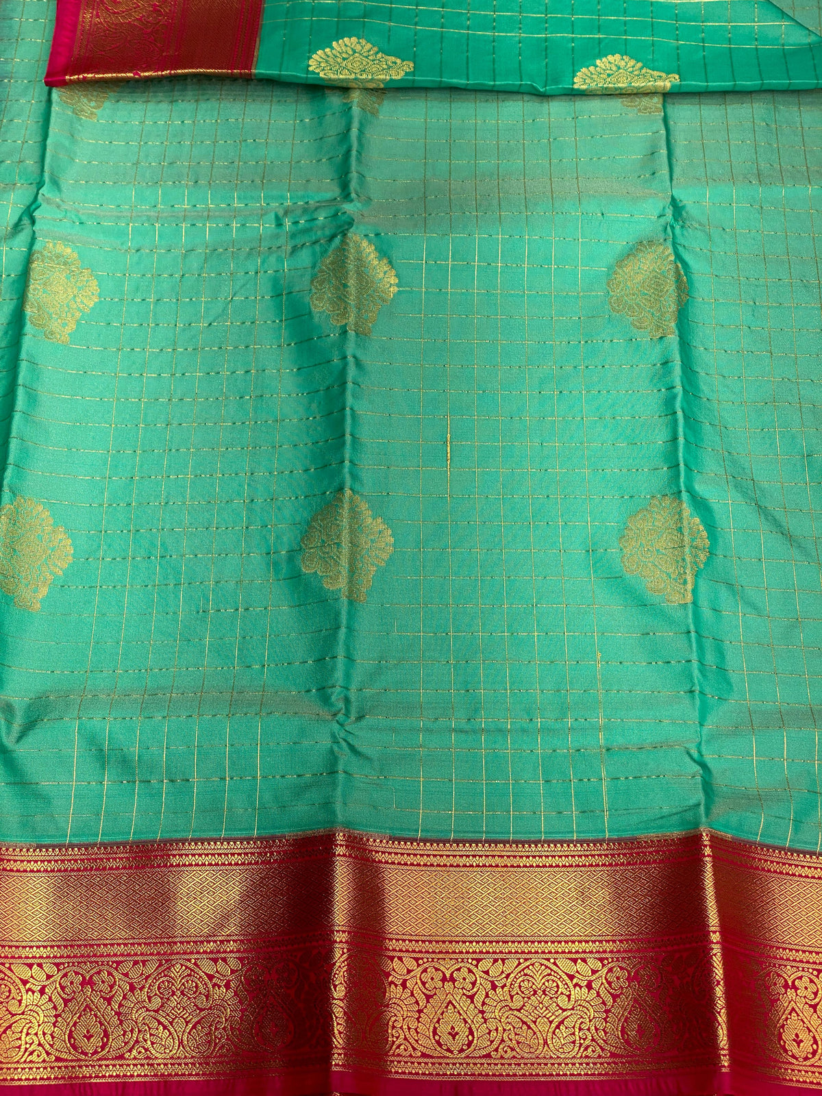 green and magenta silk saree- PSSD5