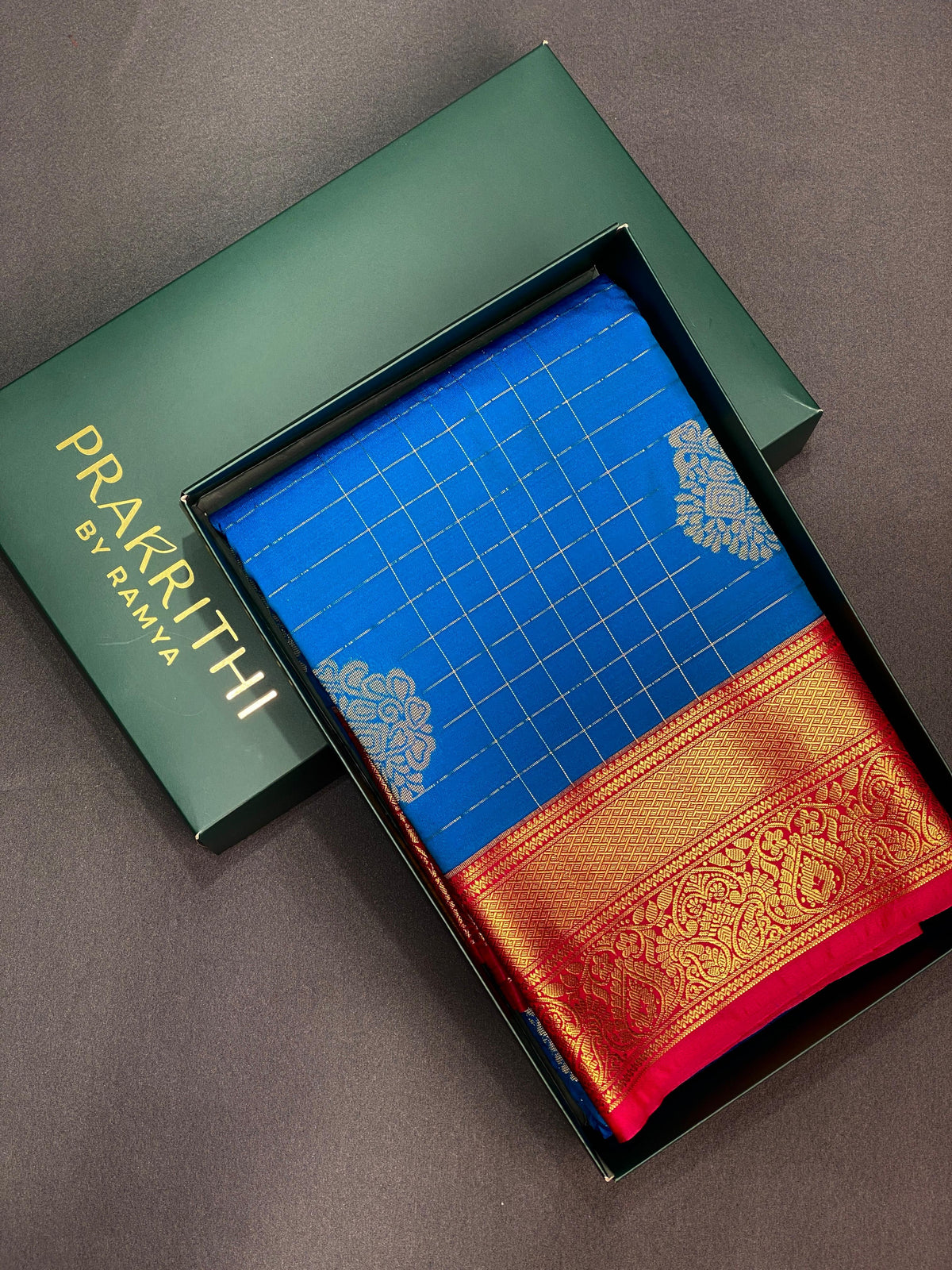 Blue and magenta silk saree- PSSD6
