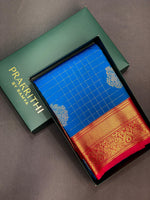 Blue and magenta silk saree- PSSD6