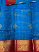 Blue and magenta silk saree- PSSD6