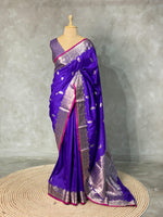 Bluish Violet Banarasi Saree - PBAN04