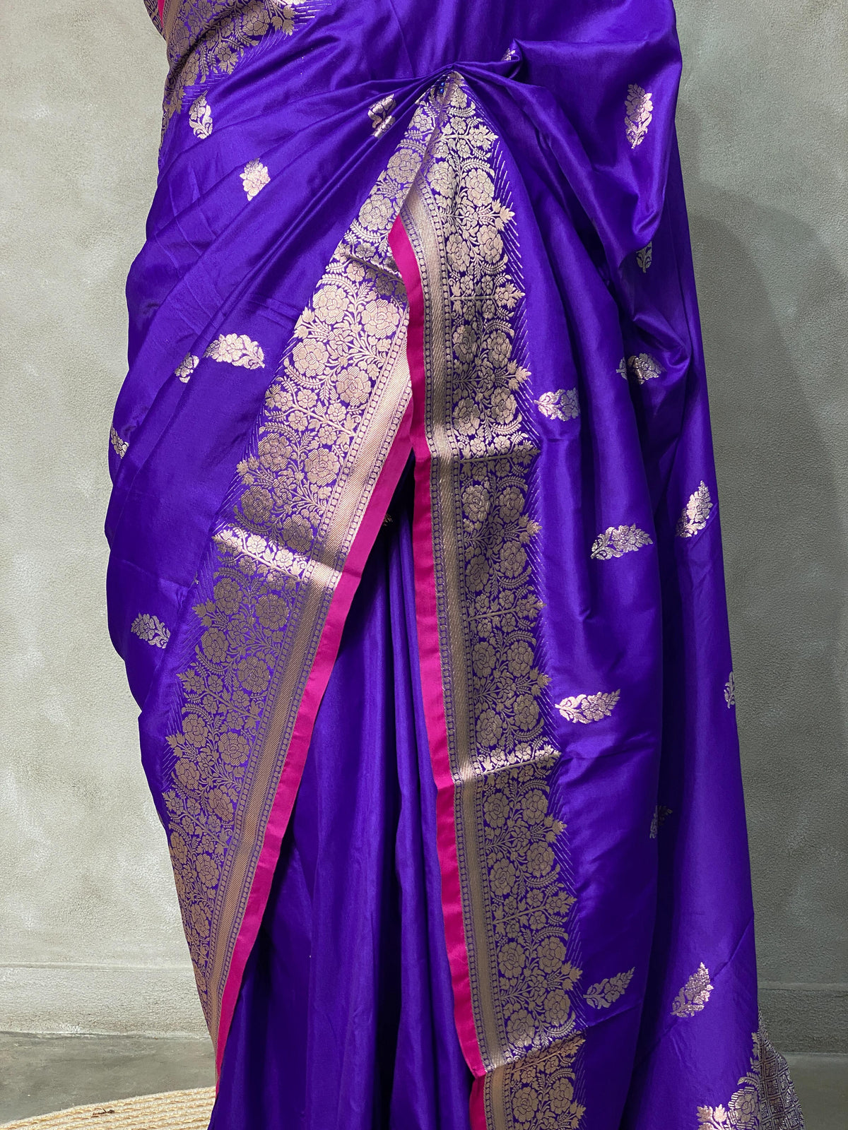 Bluish Violet Banarasi Saree - PBAN04