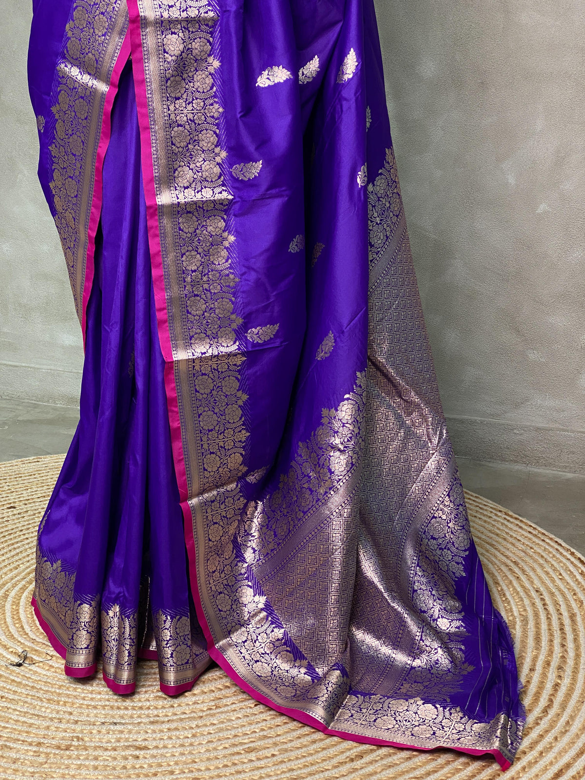 Bluish Violet Banarasi Saree - PBAN04