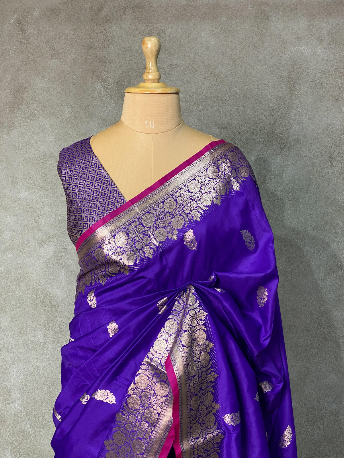 Bluish Violet Banarasi Saree - PBAN04