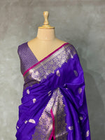 Bluish Violet Banarasi Saree - PBAN04