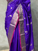 Bluish Violet Banarasi Saree - PBAN04