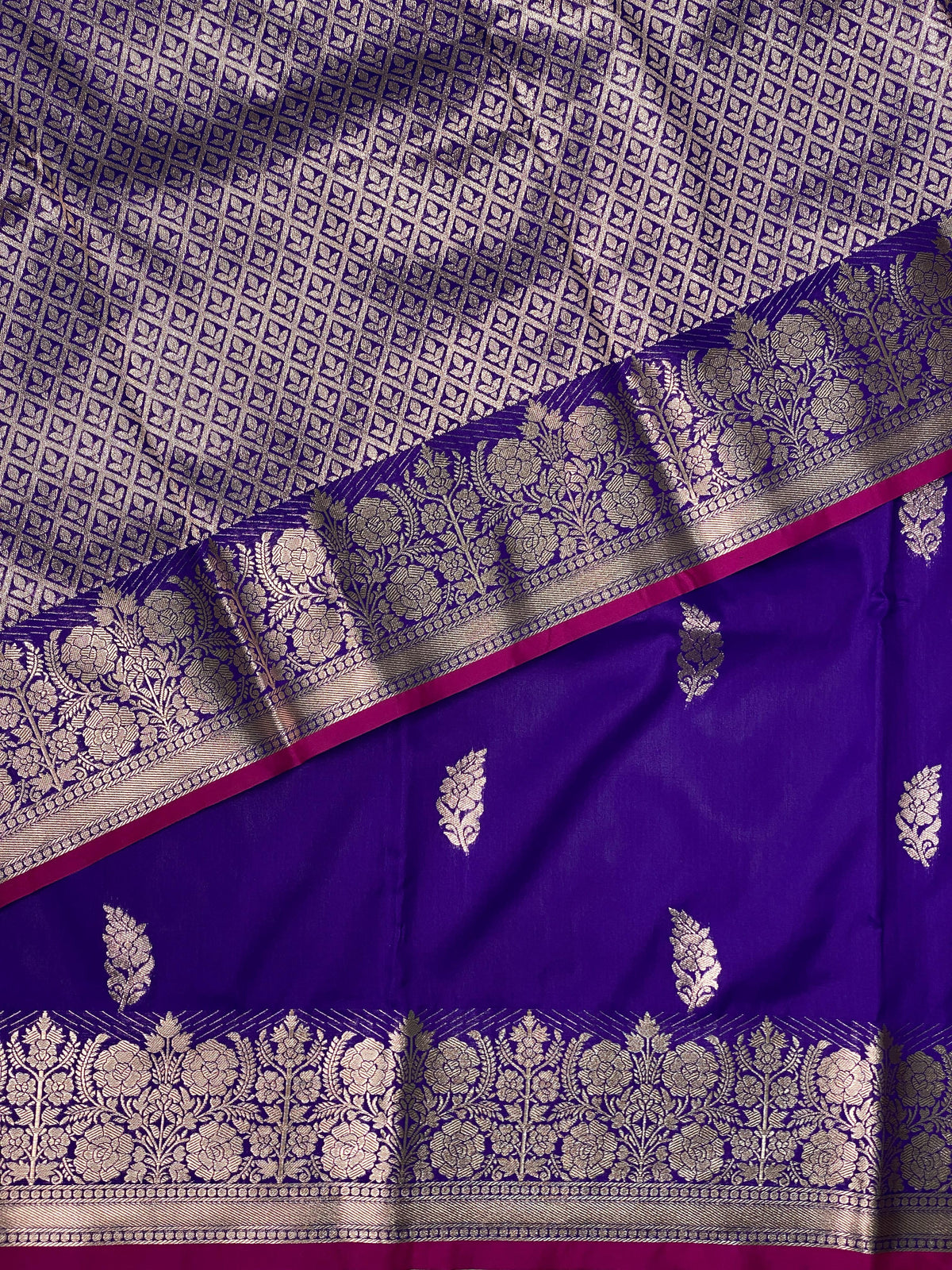 Bluish Violet Banarasi Saree - PBAN04