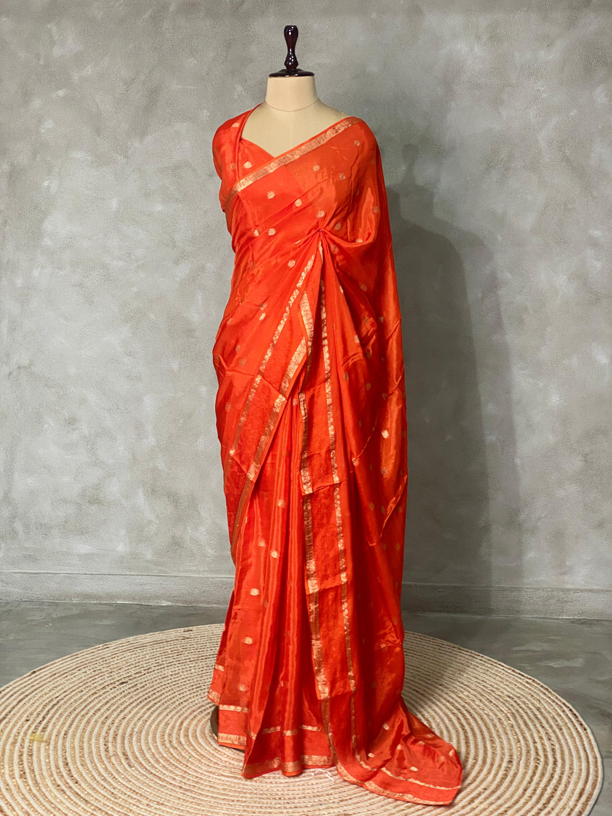Orange pure crepe Saree - PSG01