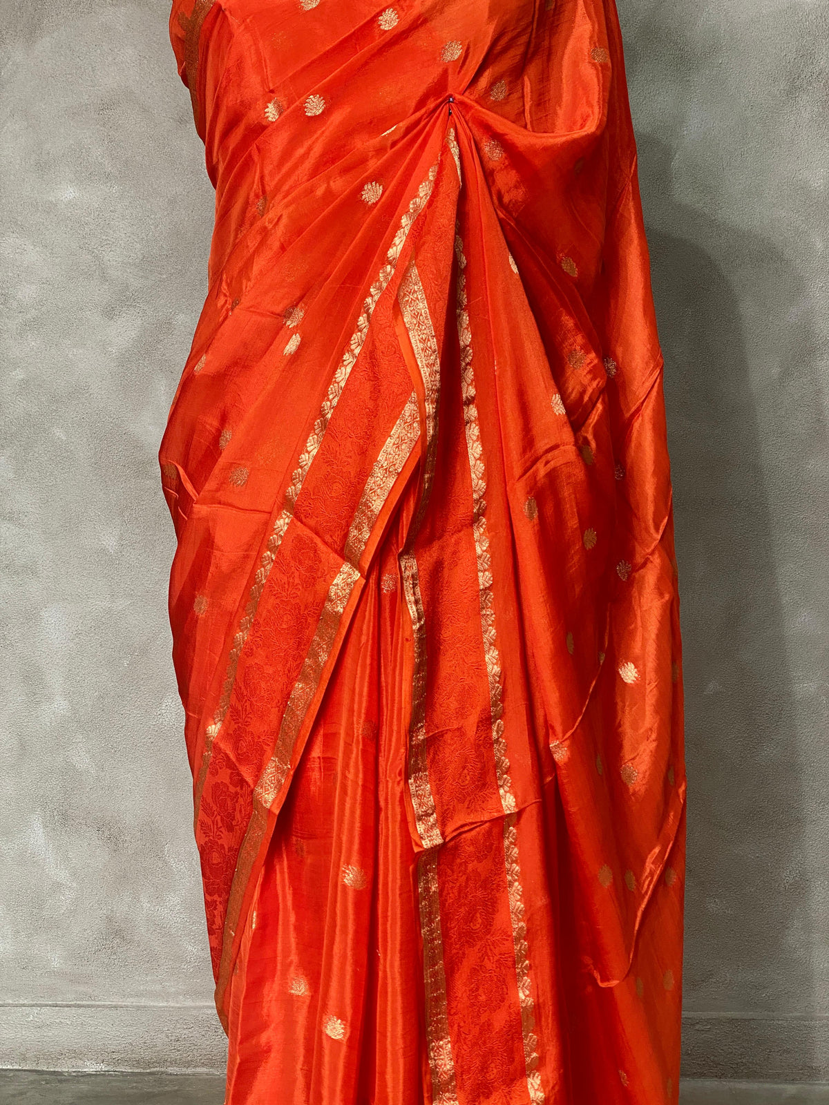 Orange pure crepe Saree - PSG01
