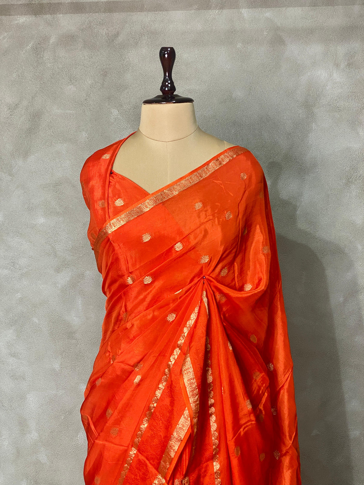 Orange pure crepe Saree - PSG01
