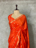 Orange pure crepe Saree - PSG01
