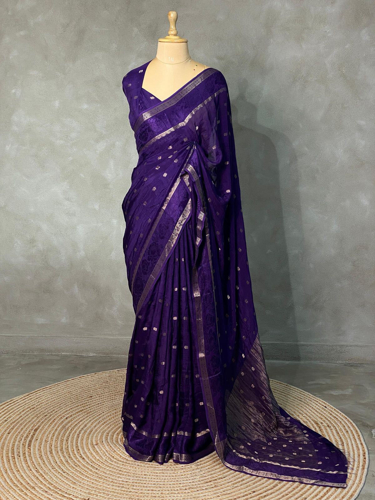 Violet pure crepe Saree - PSG04