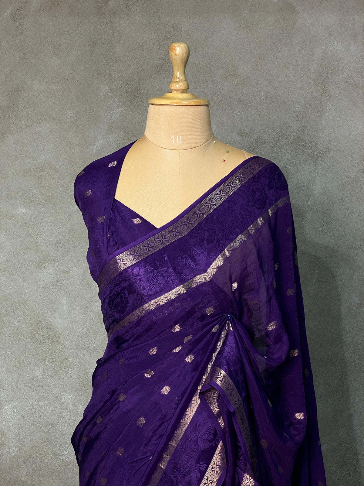 Violet pure crepe Saree - PSG04