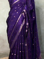 Violet pure crepe Saree - PSG04