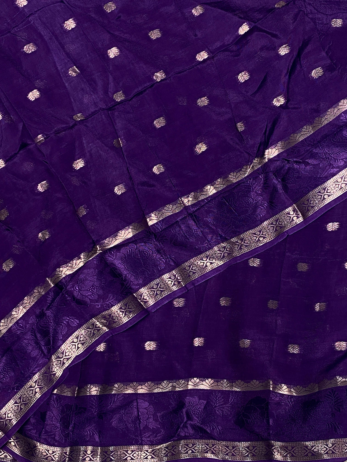 Violet pure crepe Saree - PSG04