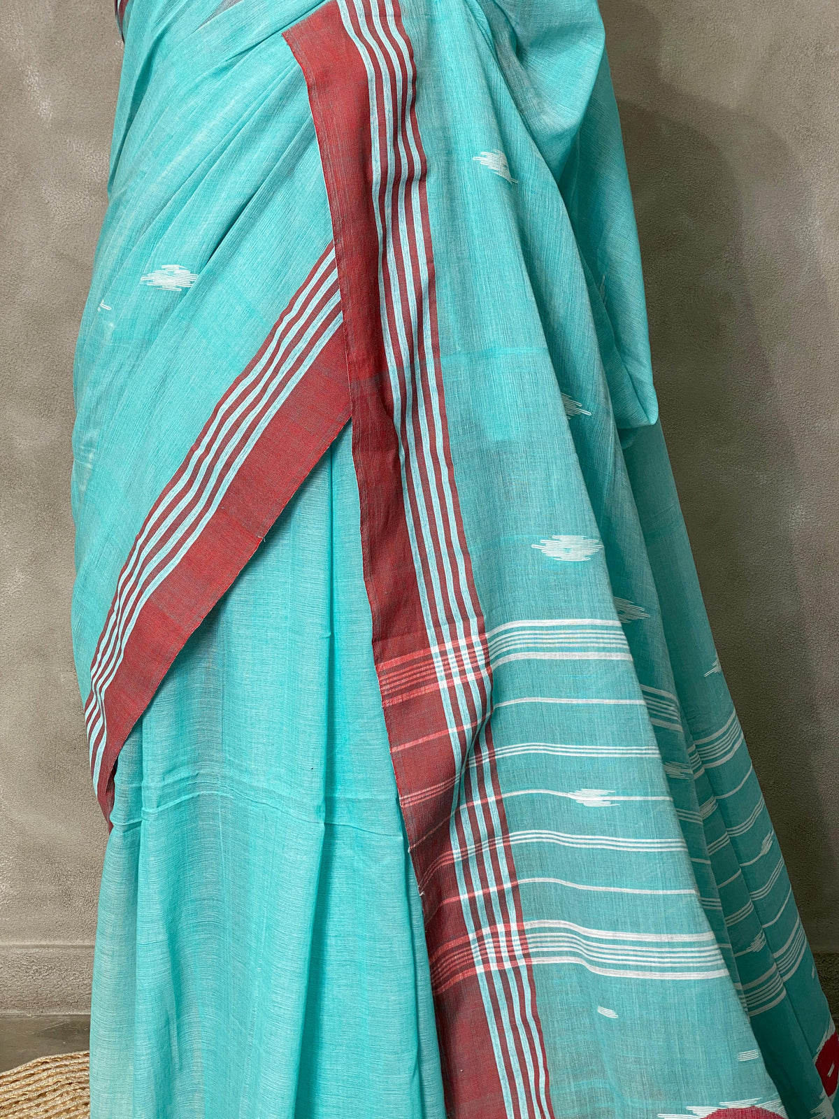 Handloom khadi cotton saree in blue - PKHADI3