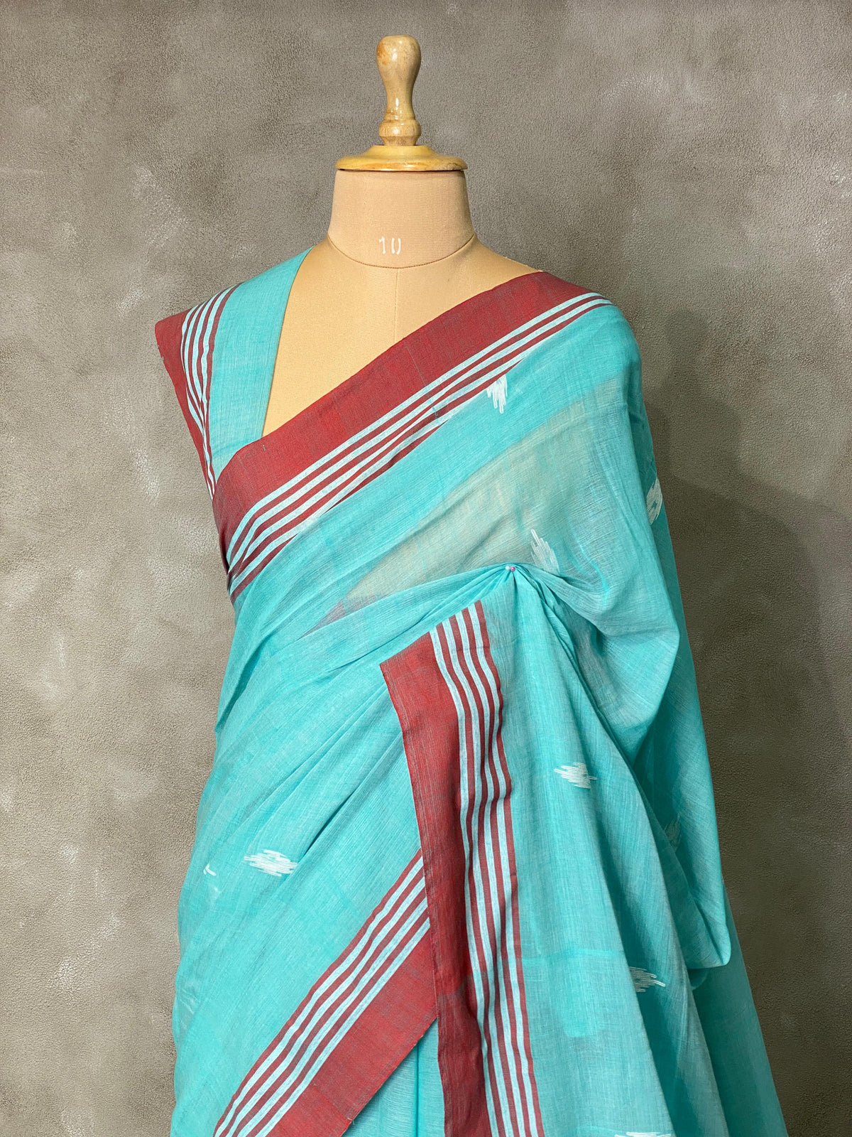 Handloom khadi cotton saree in blue - PKHADI3