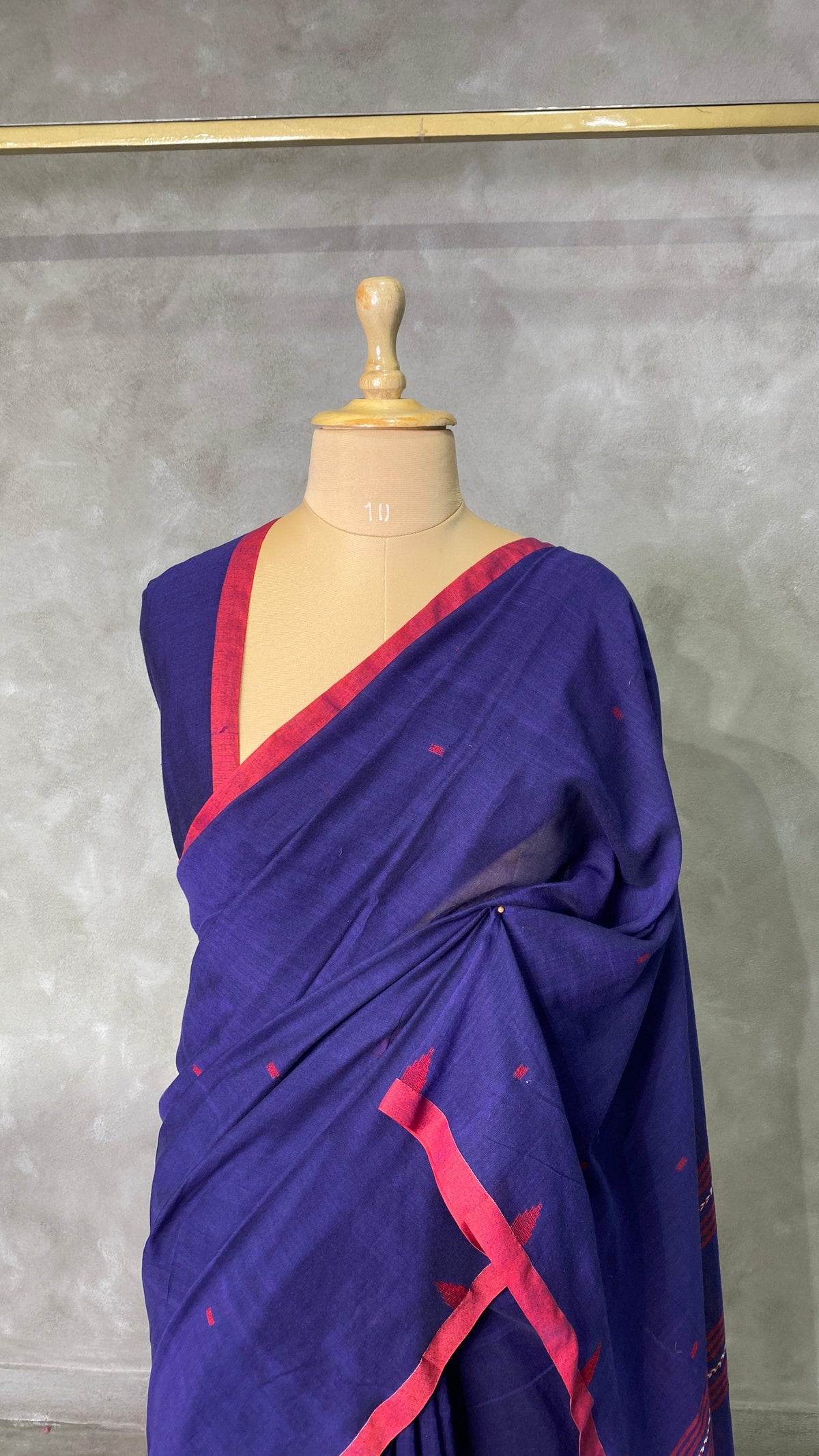 Handloom khadi cotton saree in blue - PKHADI4
