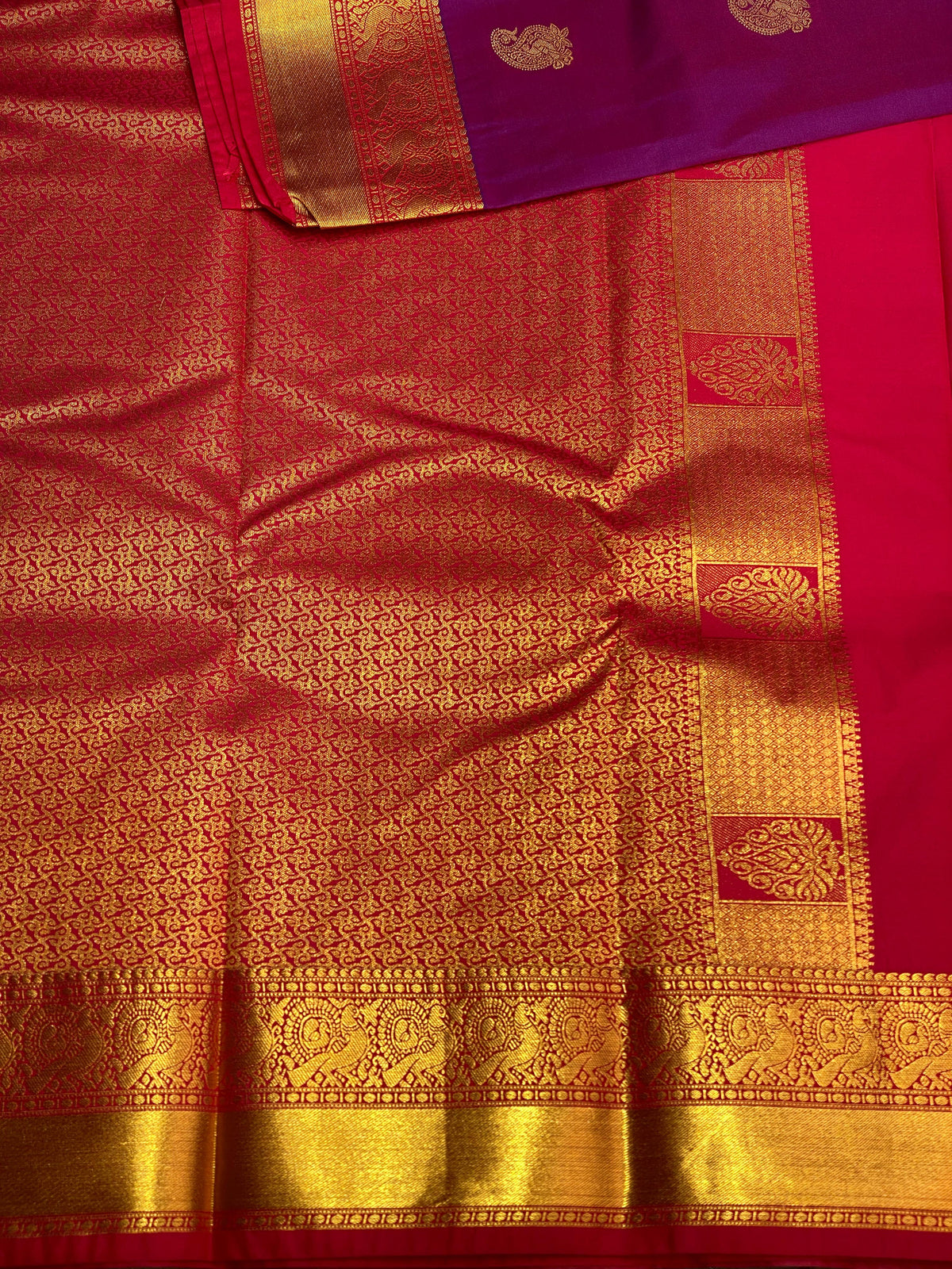 Purple and magenta Kanchipuram Silk saree - PPSILKE
