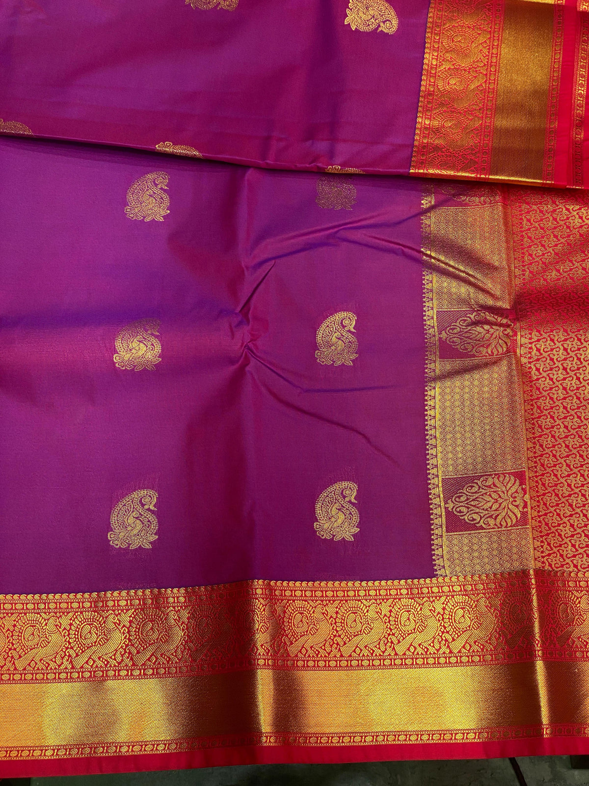 Purple and magenta Kanchipuram Silk saree - PPSILKE