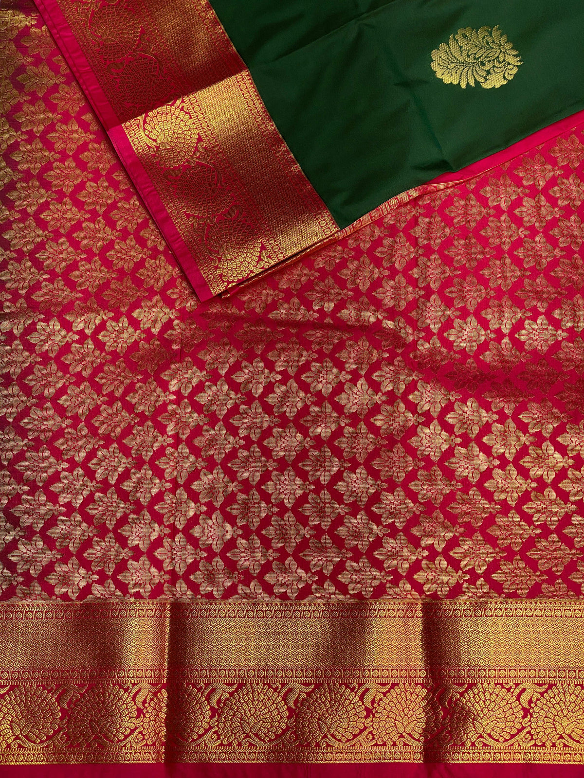Green and magenta Kanchipuram Silk saree - PPSILKA