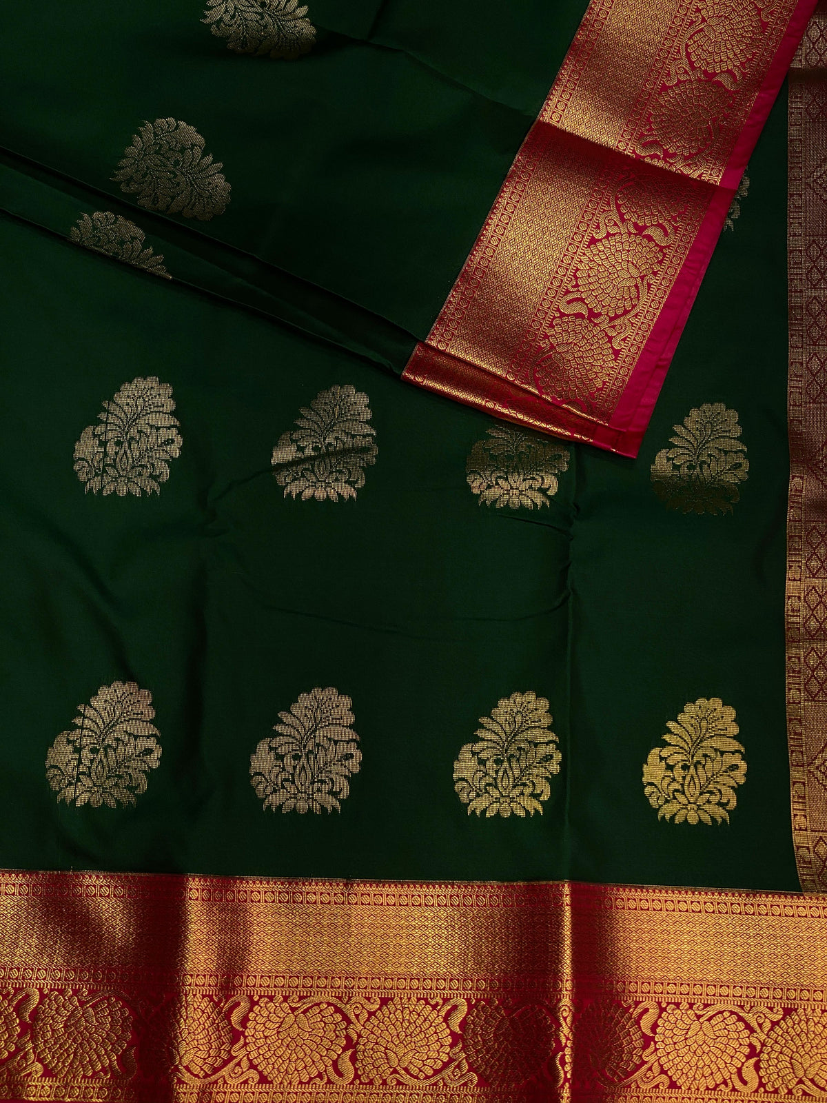 Green and magenta Kanchipuram Silk saree - PPSILKA