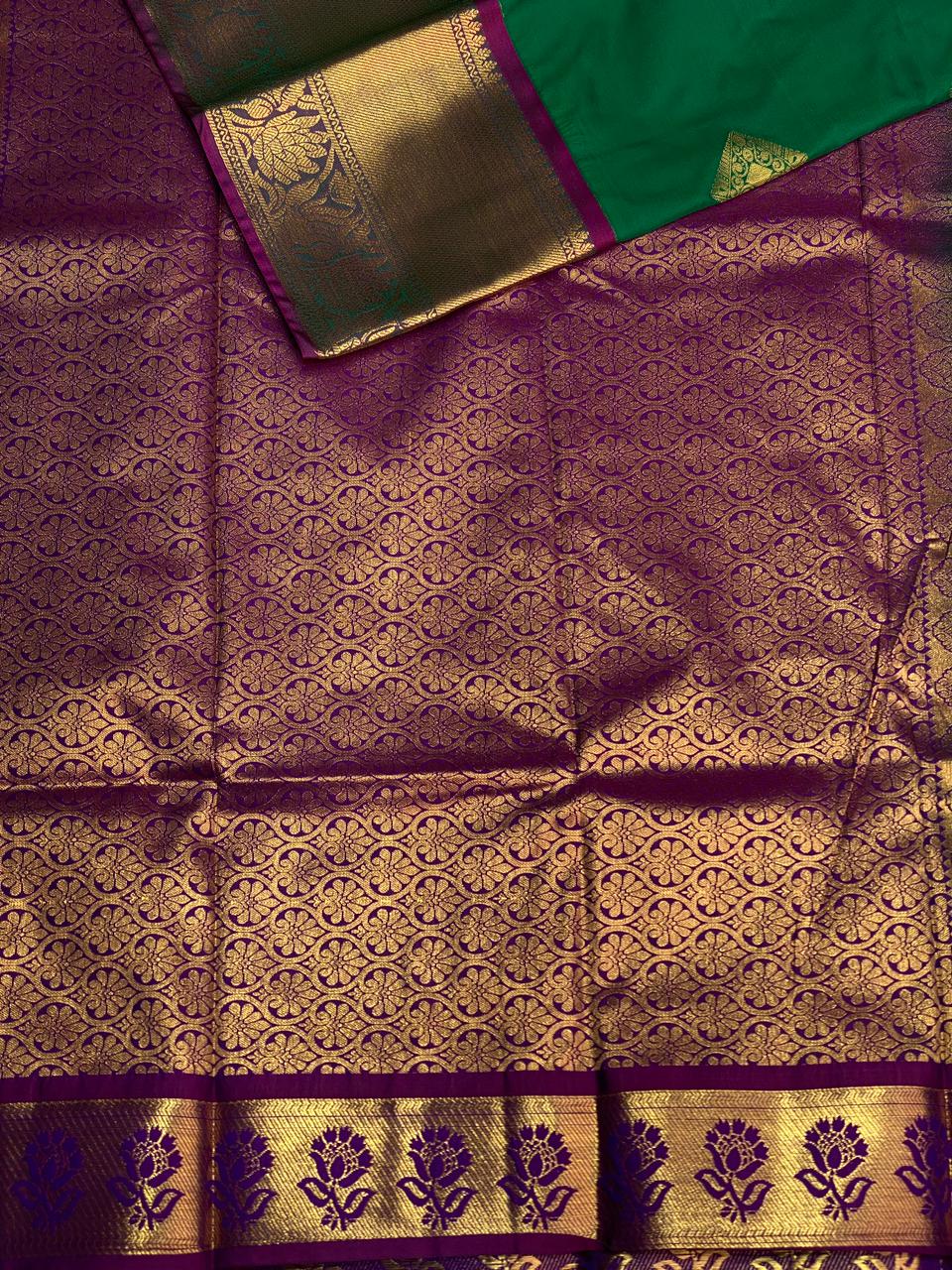 Green and Violet Kanchipuram Silk saree - PPSILKG