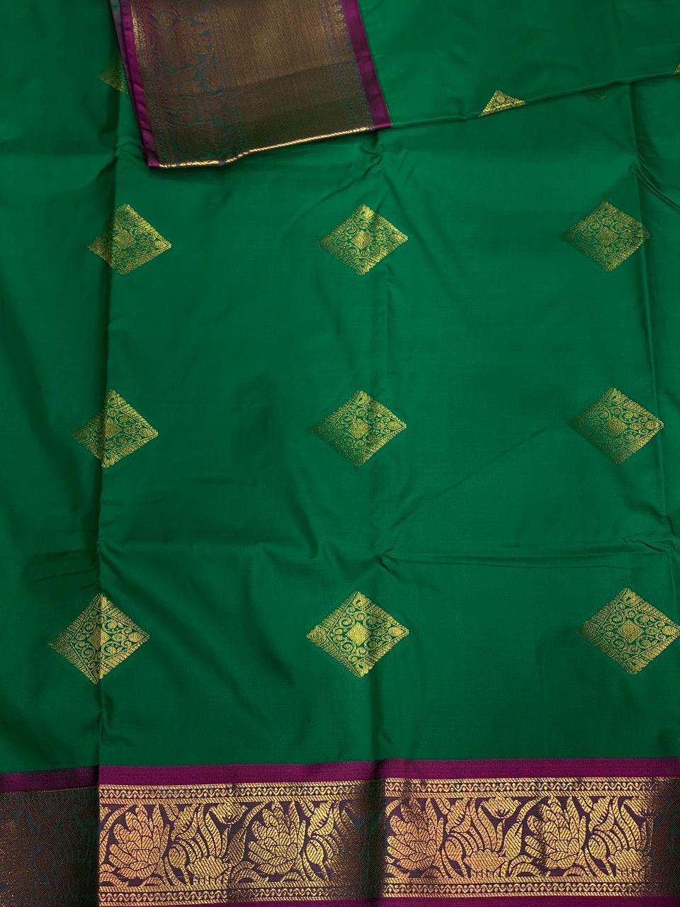 Green and Violet Kanchipuram Silk saree - PPSILKG