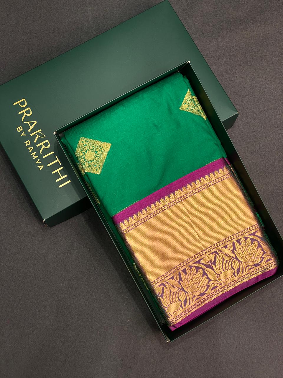 Green and Violet Kanchipuram Silk saree - PPSILKG