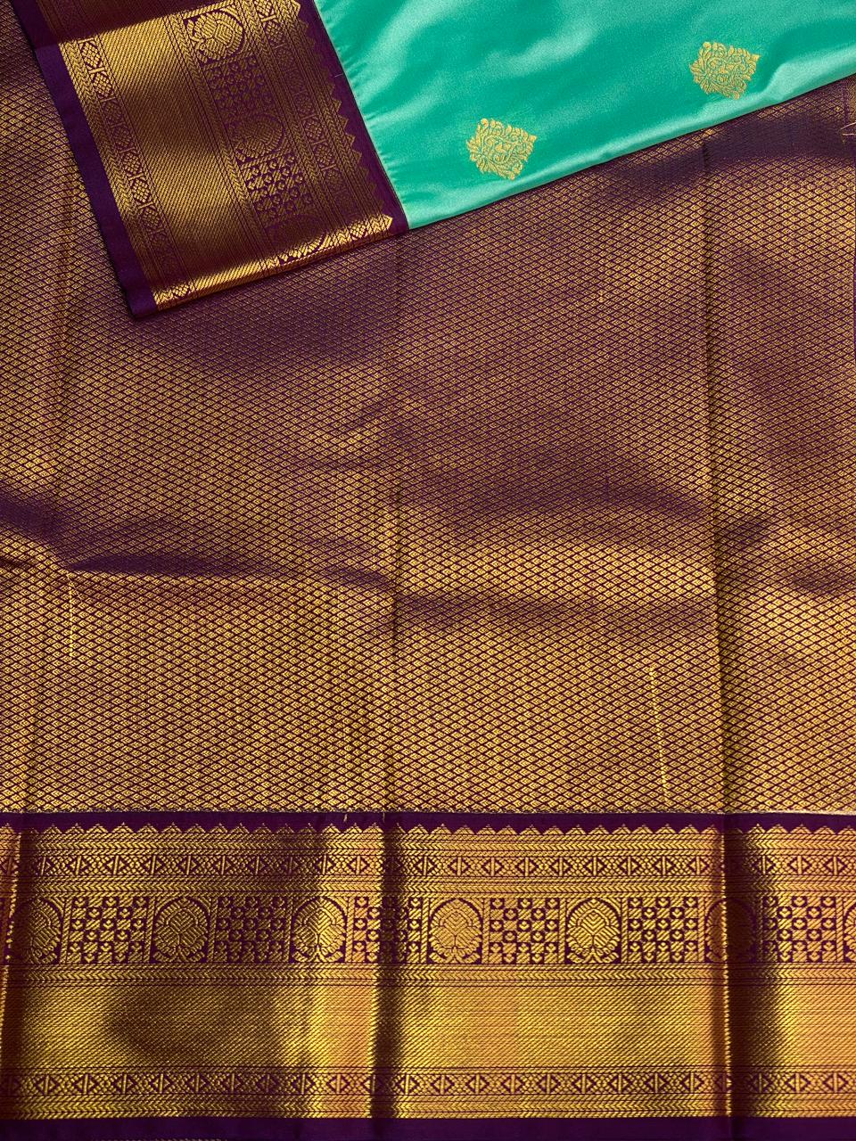 Ocean blue and Violet Kanchipuram Silk saree - PPSILKH