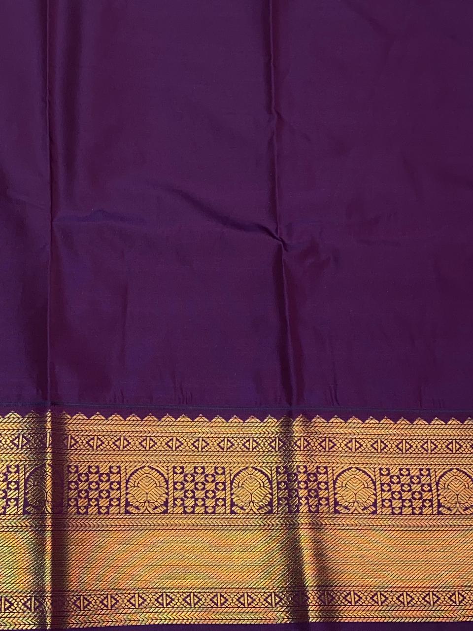 Ocean blue and Violet Kanchipuram Silk saree - PPSILKH