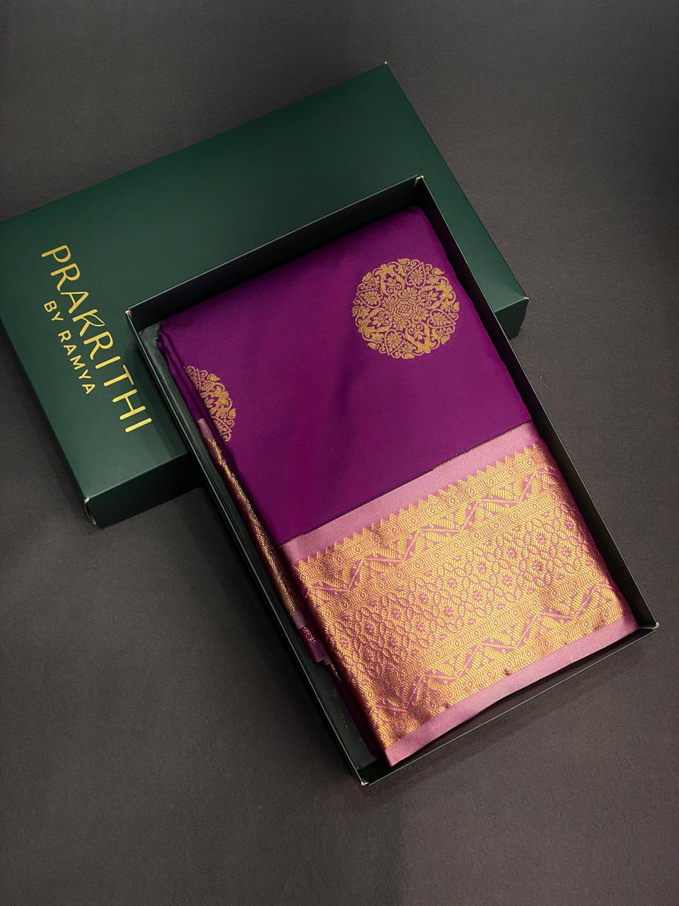 Purple and pink Kanchipuram Silk saree - PPSILKIJ