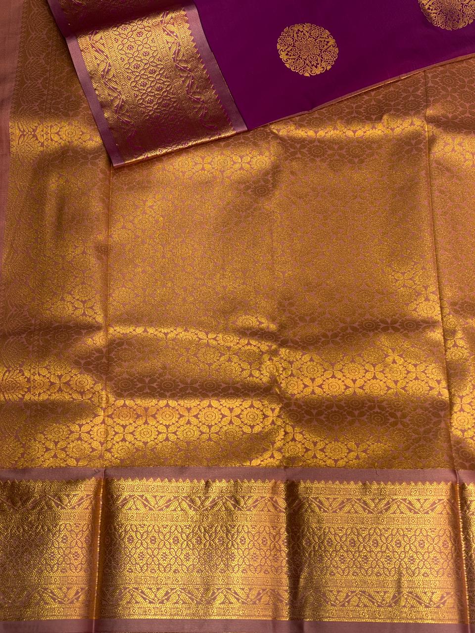 Purple and pink Kanchipuram Silk saree - PPSILKIJ