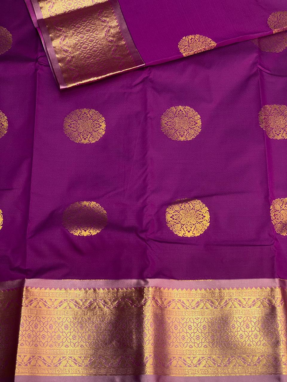 Purple and pink Kanchipuram Silk saree - PPSILKIJ