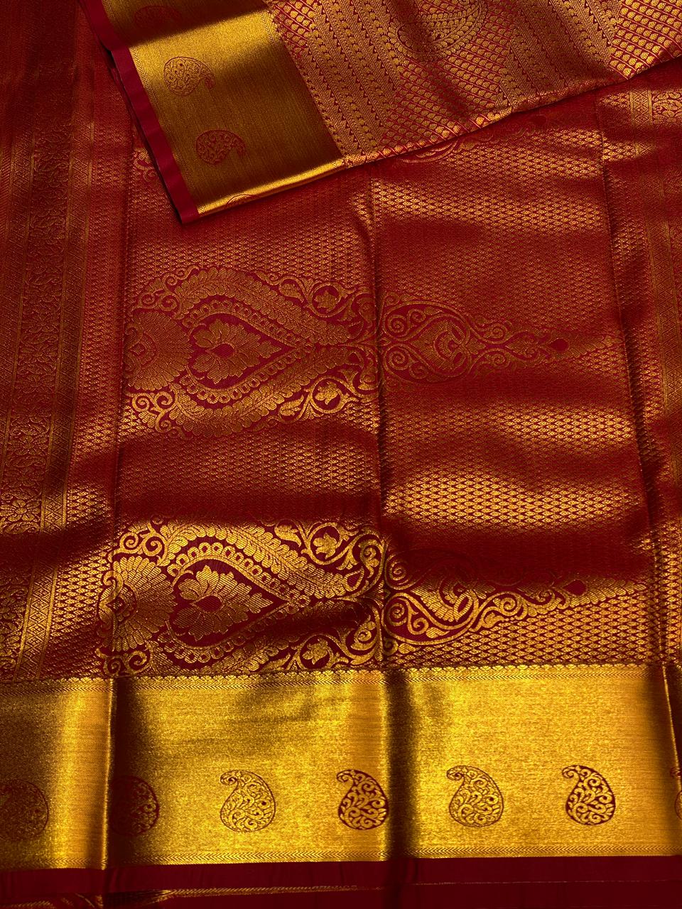 Maroon Bridal Kanchipuram Silk saree - PBRIDE2